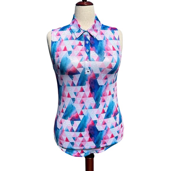 Bad Birdie Women's Sleeveless Golf Polo Shirt XL Calypso Golfcore Resortwear - Picture 1 of 4